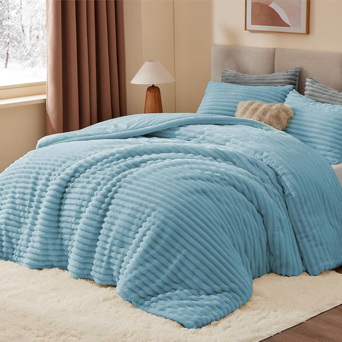 Luxe Flannel Fleece Comforter Set – Warm Plush Bedding