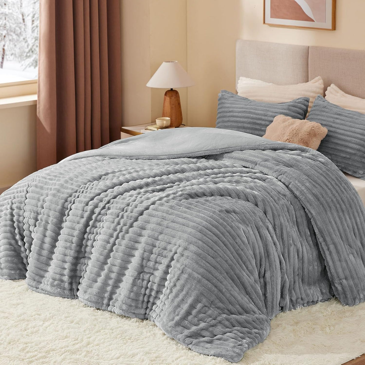 Luxe Flannel Fleece Comforter Set – Warm Plush Bedding
