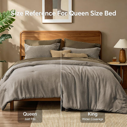 Boho Linen-Texture Comforter Set – 7-Piece All-Season Bedding