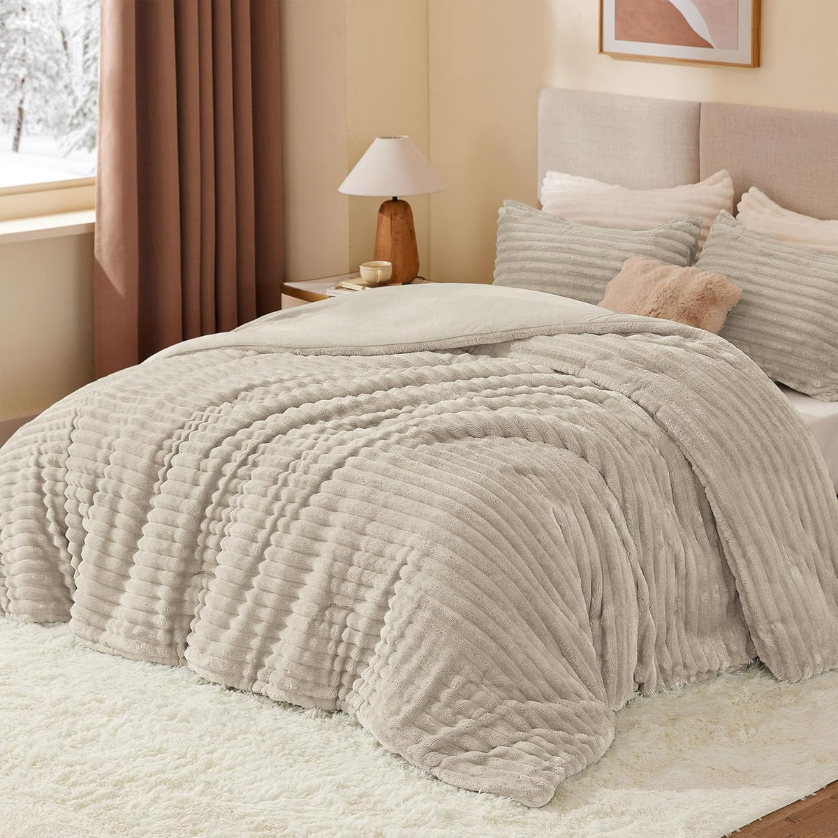 Luxe Flannel Fleece Comforter Set – Warm Plush Bedding