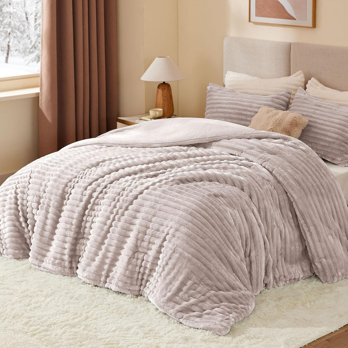 Luxe Flannel Fleece Comforter Set – Warm Plush Bedding