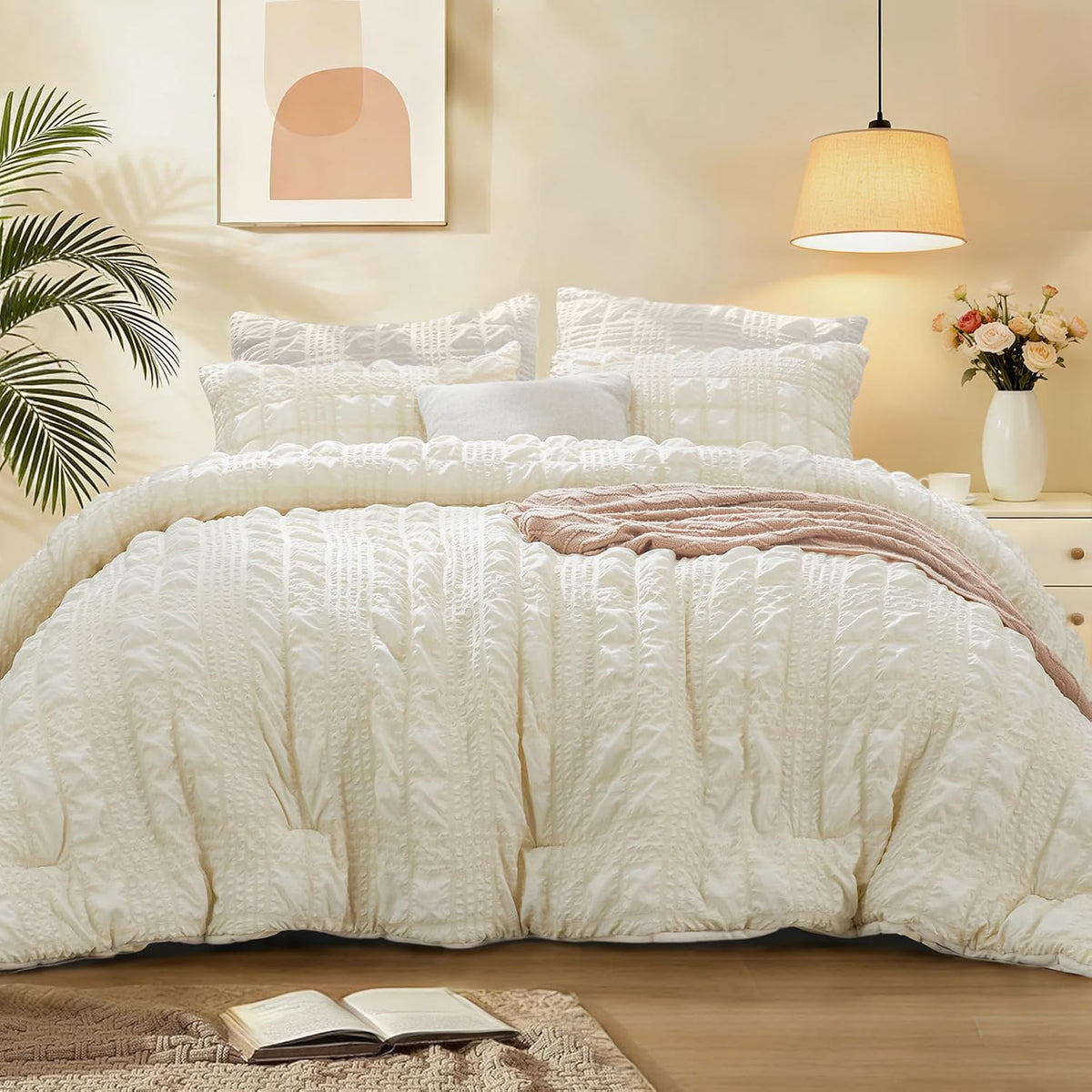 Crisp Percale Seersucker Comforter Set – 3-Piece All-Season