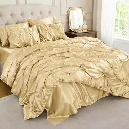 Luxe Sateen Pintuck Comforter Set – 7-Piece All-Season Bedding