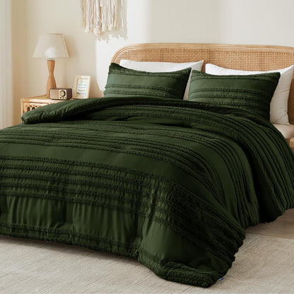 Boho Tufted Jacquard Comforter Set – 3-Piece Farmhouse Style