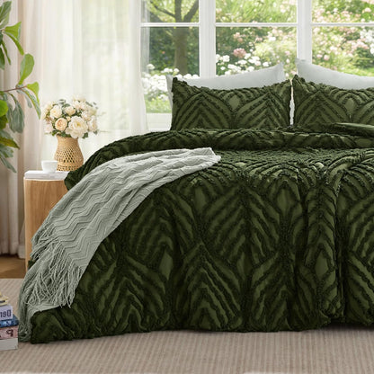 Boho Tufted Jacquard Comforter Set – 3-Piece Lightweight