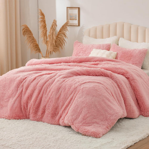 Luxe Flannel Faux Fur Comforter Set – Warm Shaggy Bedding