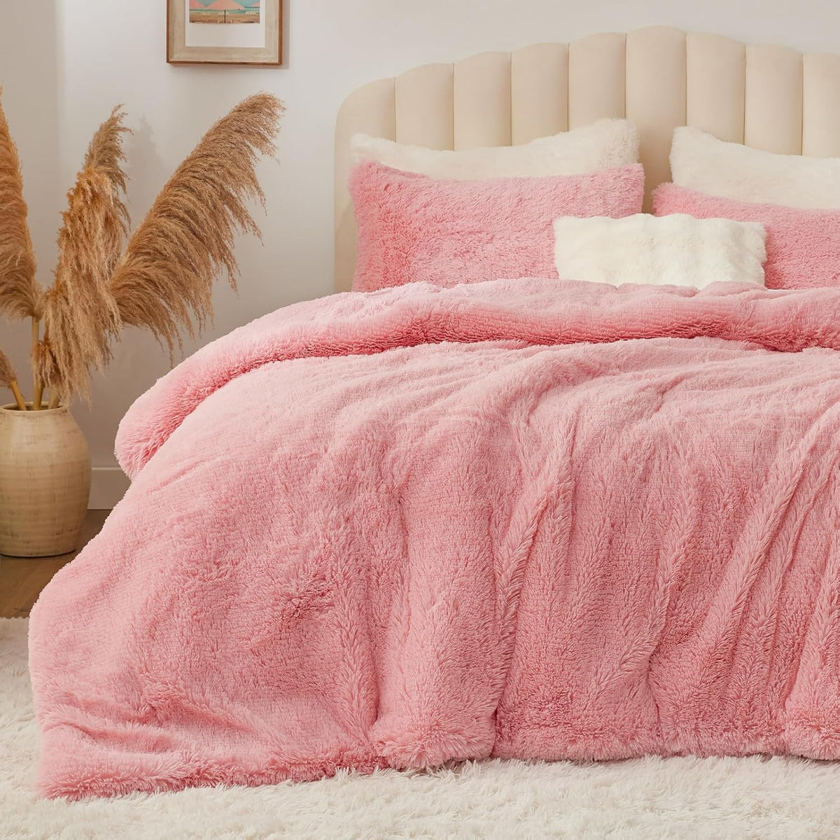 Luxe Flannel Faux Fur Comforter Set – Warm Shaggy Bedding