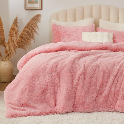 Luxe Flannel Faux Fur Comforter Set – Warm Shaggy Bedding