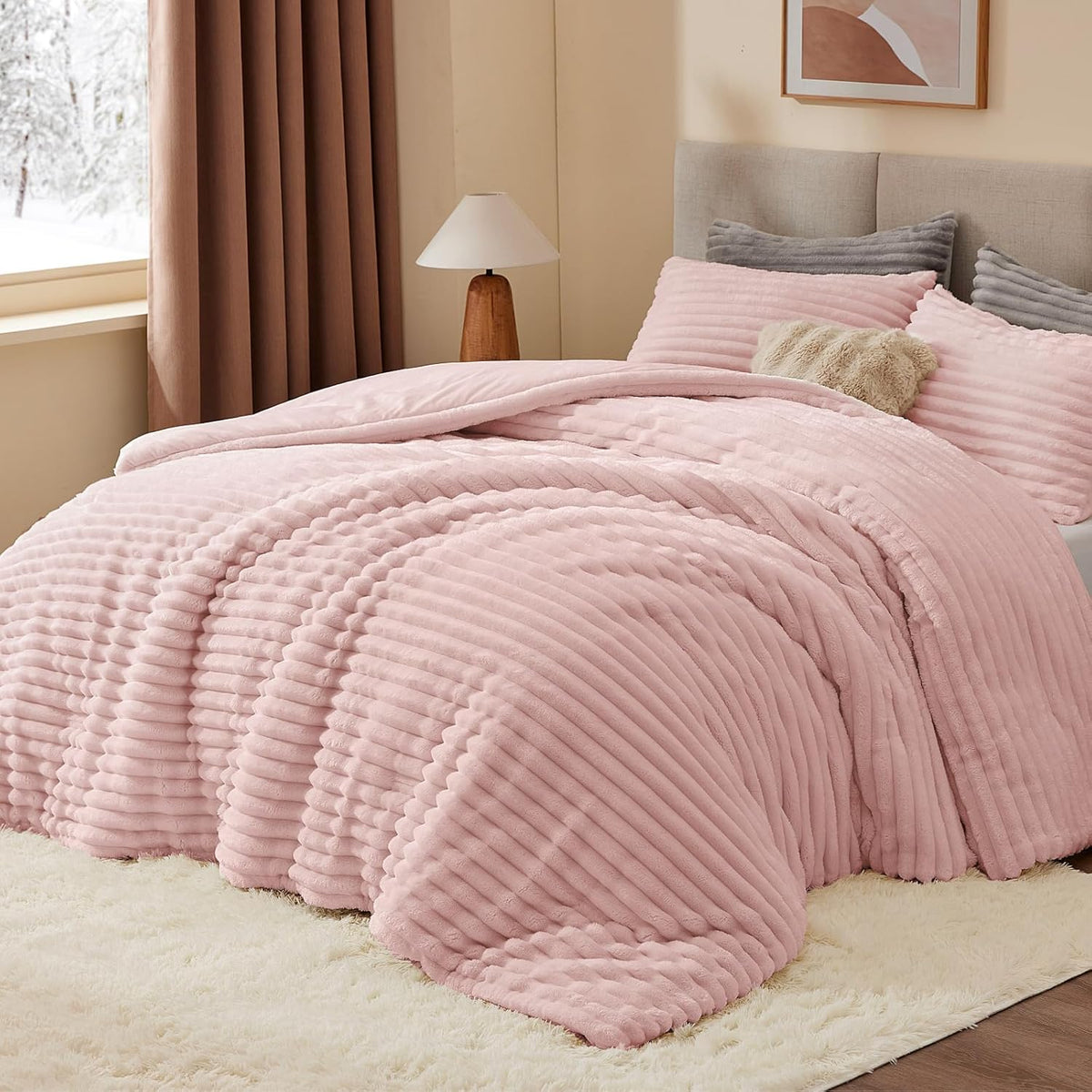 Luxe Flannel Fleece Comforter Set – Warm Plush Bedding
