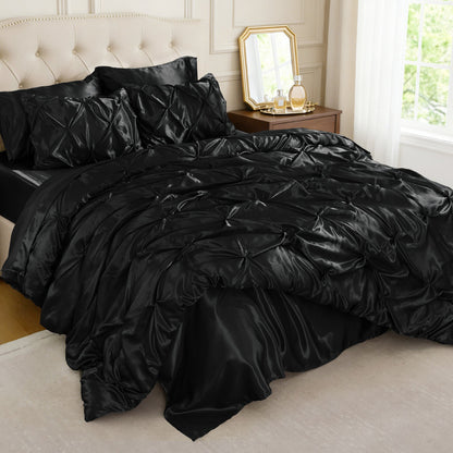 Luxe Sateen Pintuck Comforter Set – 7-Piece All-Season Bedding