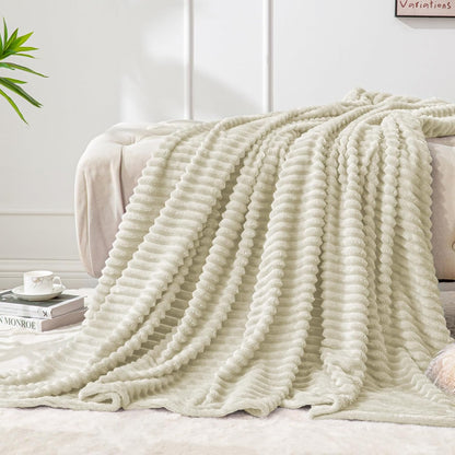 Textured Ribbed Jacquard Fleece Throw Blanket – 3D Plush