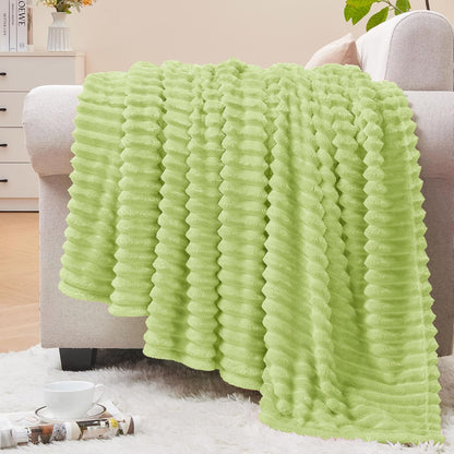 Textured Ribbed Jacquard Fleece Throw Blanket – 3D Plush