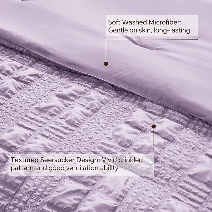 Crisp Percale Seersucker Comforter Set – 3-Piece All-Season