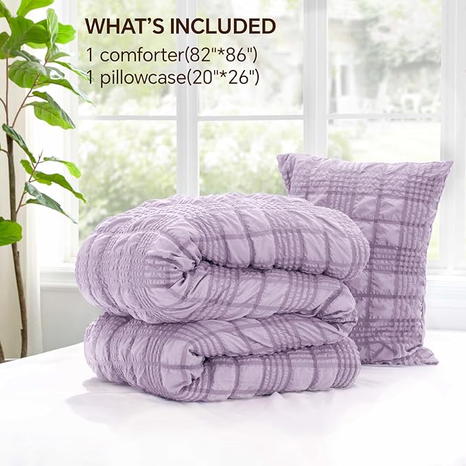 Crisp Percale Seersucker Comforter Set – 3-Piece All-Season