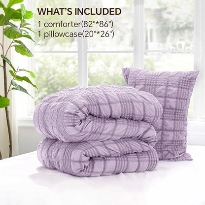 Crisp Percale Seersucker Comforter Set – 3-Piece All-Season