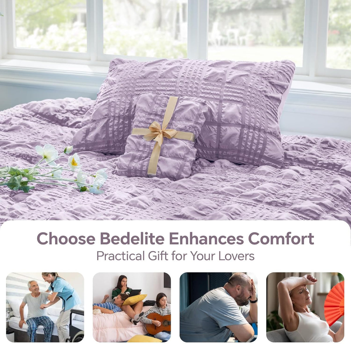 Crisp Percale Seersucker Comforter Set – 3-Piece All-Season