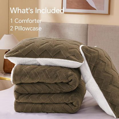 Luxe Flannel Sherpa Comforter Set – 3-Piece Winter Warmth