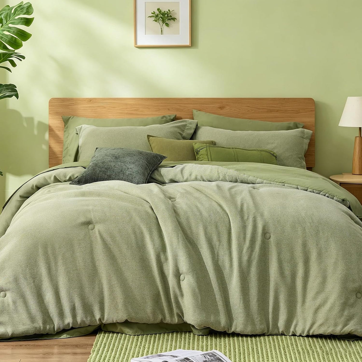 Boho Linen-Texture Comforter Set – 7-Piece All-Season Bedding
