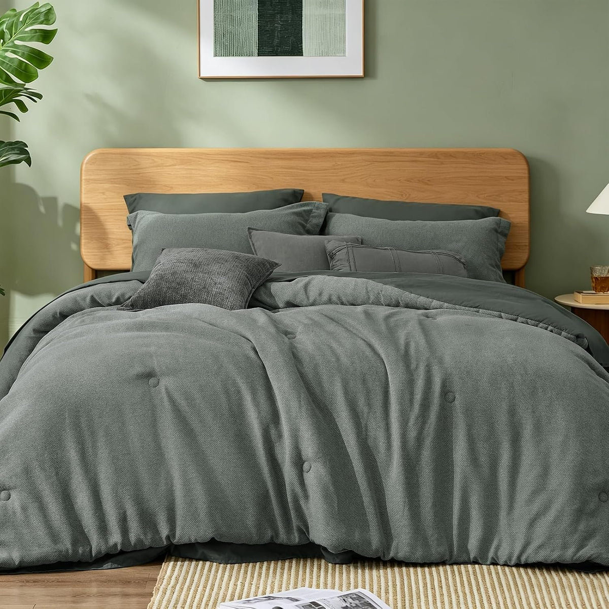 Boho Linen-Texture Comforter Set – 7-Piece All-Season Bedding