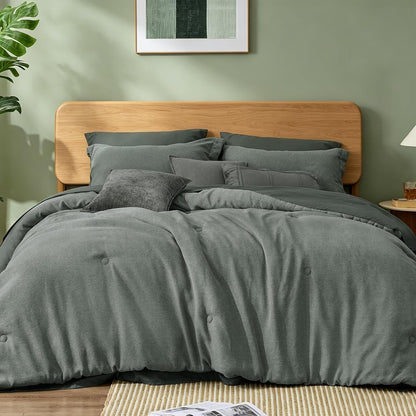 Boho Linen-Texture Comforter Set – 7-Piece All-Season Bedding