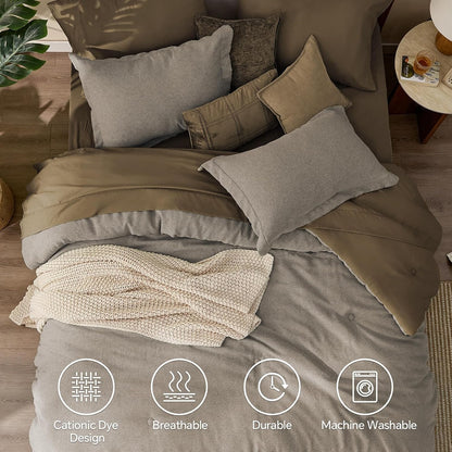 Boho Linen-Texture Comforter Set – 7-Piece All-Season Bedding