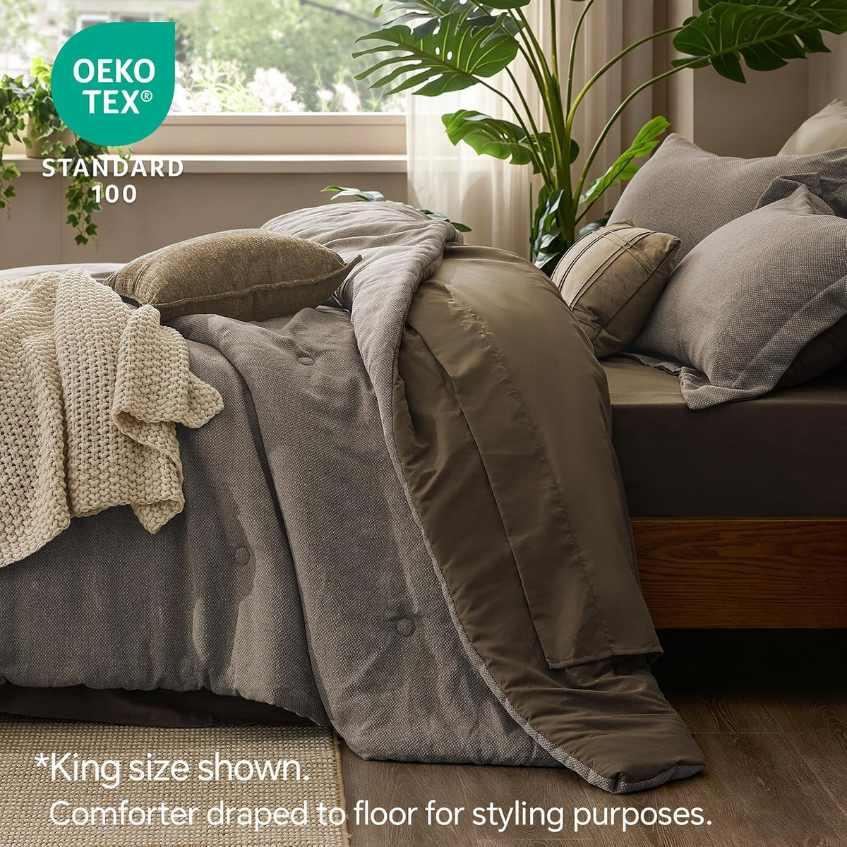 Boho Linen-Texture Comforter Set – 7-Piece All-Season Bedding