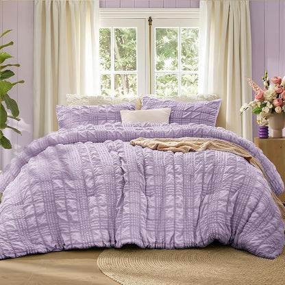 Crisp Percale Seersucker Comforter Set – 3-Piece All-Season