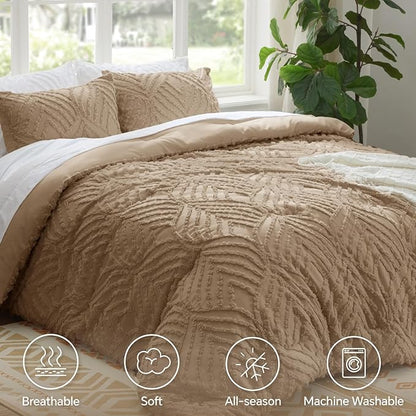 Boho Tufted Jacquard Comforter Set – 3-Piece Lightweight