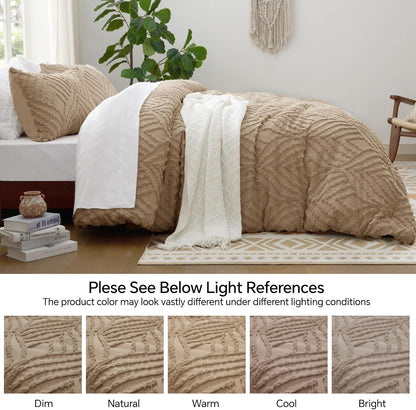 Boho Tufted Jacquard Comforter Set – 3-Piece Lightweight