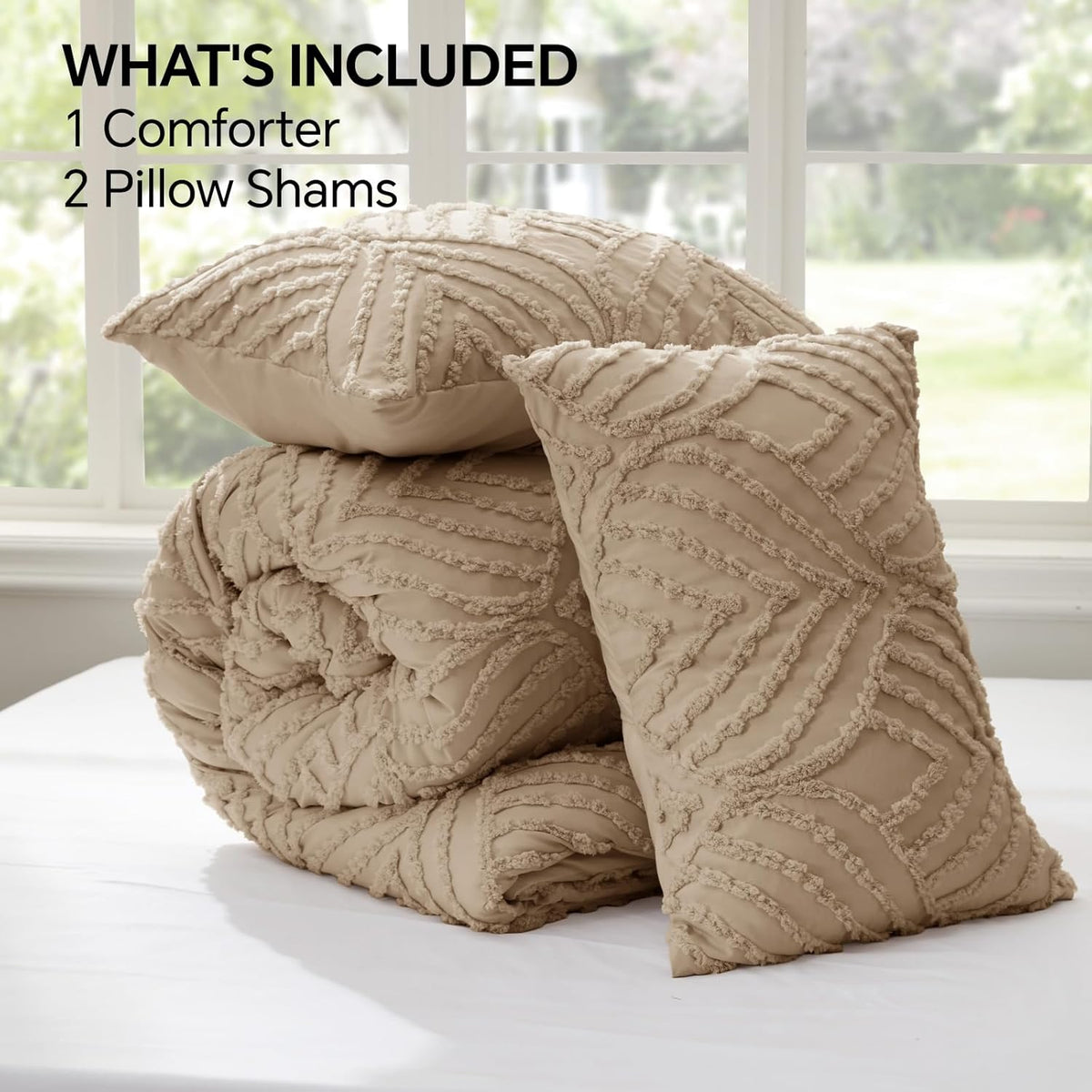 Boho Tufted Jacquard Comforter Set – 3-Piece Lightweight