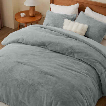 Luxe Flannel Faux Fur Comforter Set – Thick Winter Bedding
