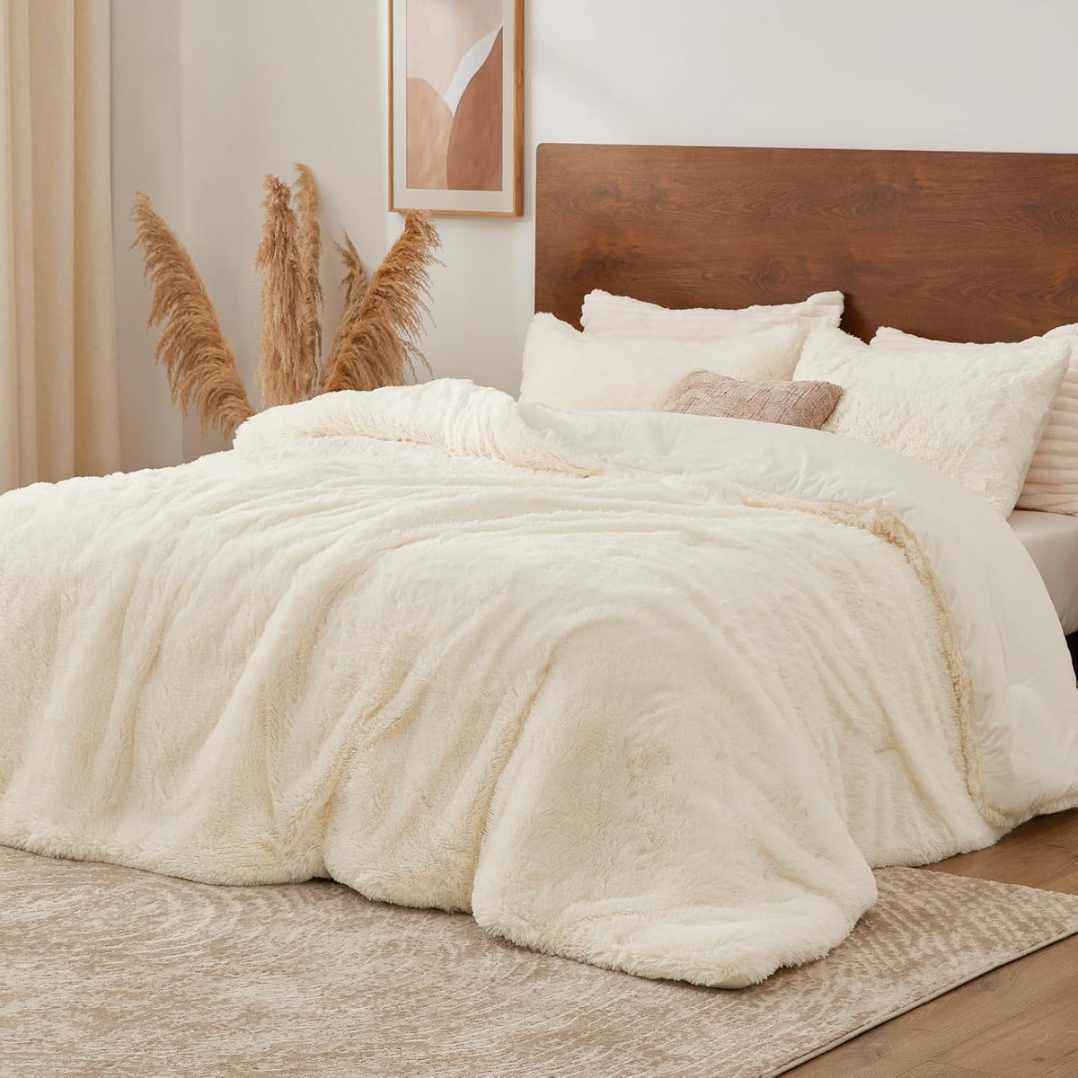 Luxe Flannel Faux Fur Comforter Set – Warm Shaggy Bedding