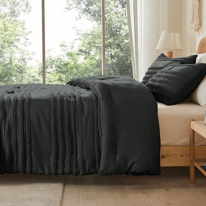 Boho Tufted Jacquard Comforter Set – 3-Piece Farmhouse Style