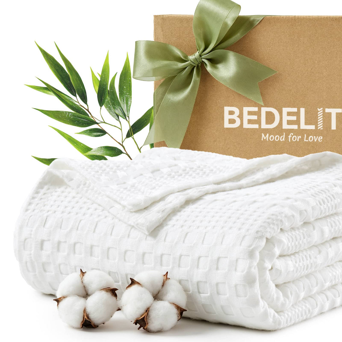 Luxe Bamboo Viscose Waffle Blanket – Lightweight Cooling Throw