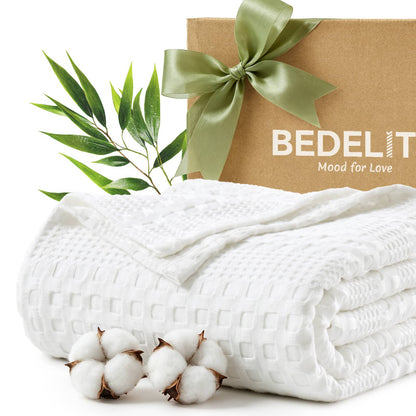 Luxe Bamboo Viscose Waffle Blanket – Lightweight Cooling Throw