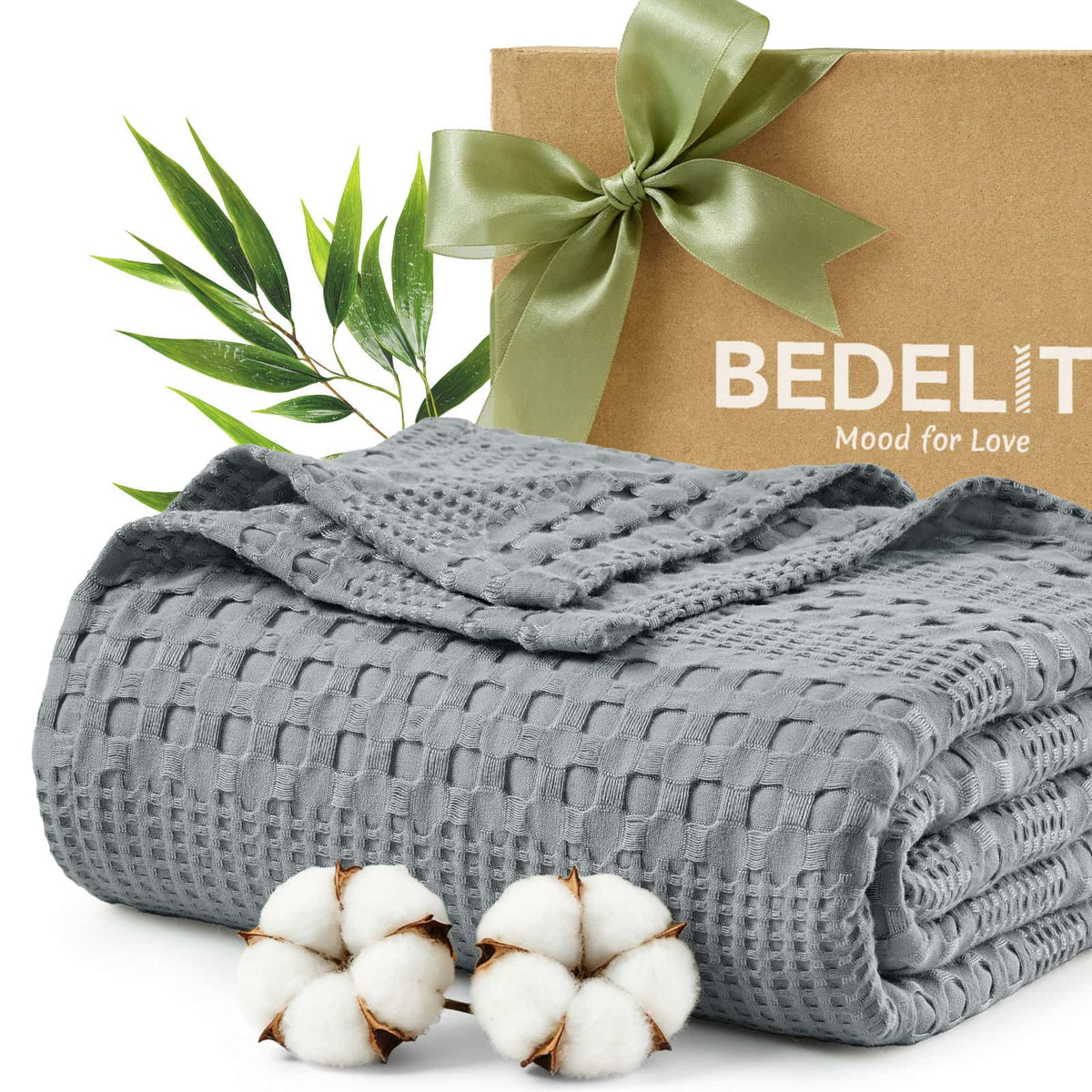Luxe Bamboo Viscose Waffle Blanket – Lightweight Cooling Throw