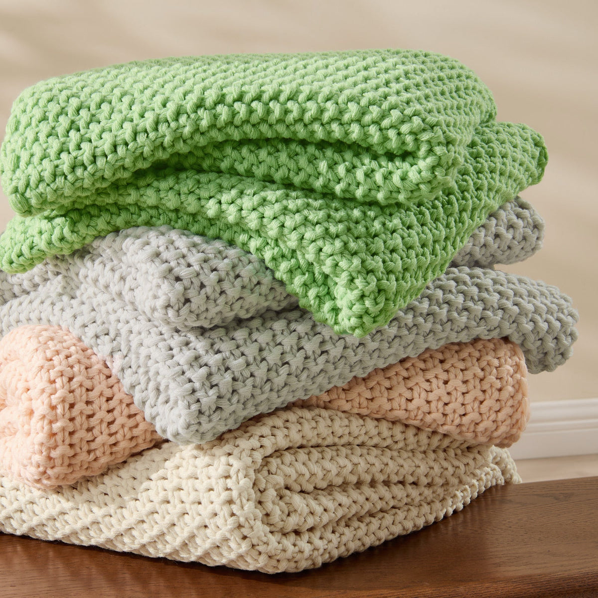 Boho Chunky Cable Knit Throw Blanket – Cozy Woven Texture