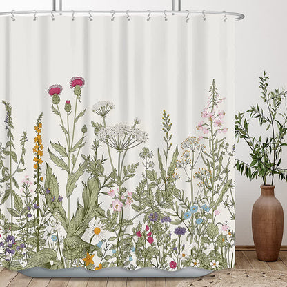Pastoral Style Plants Waterproof Shower Curtain