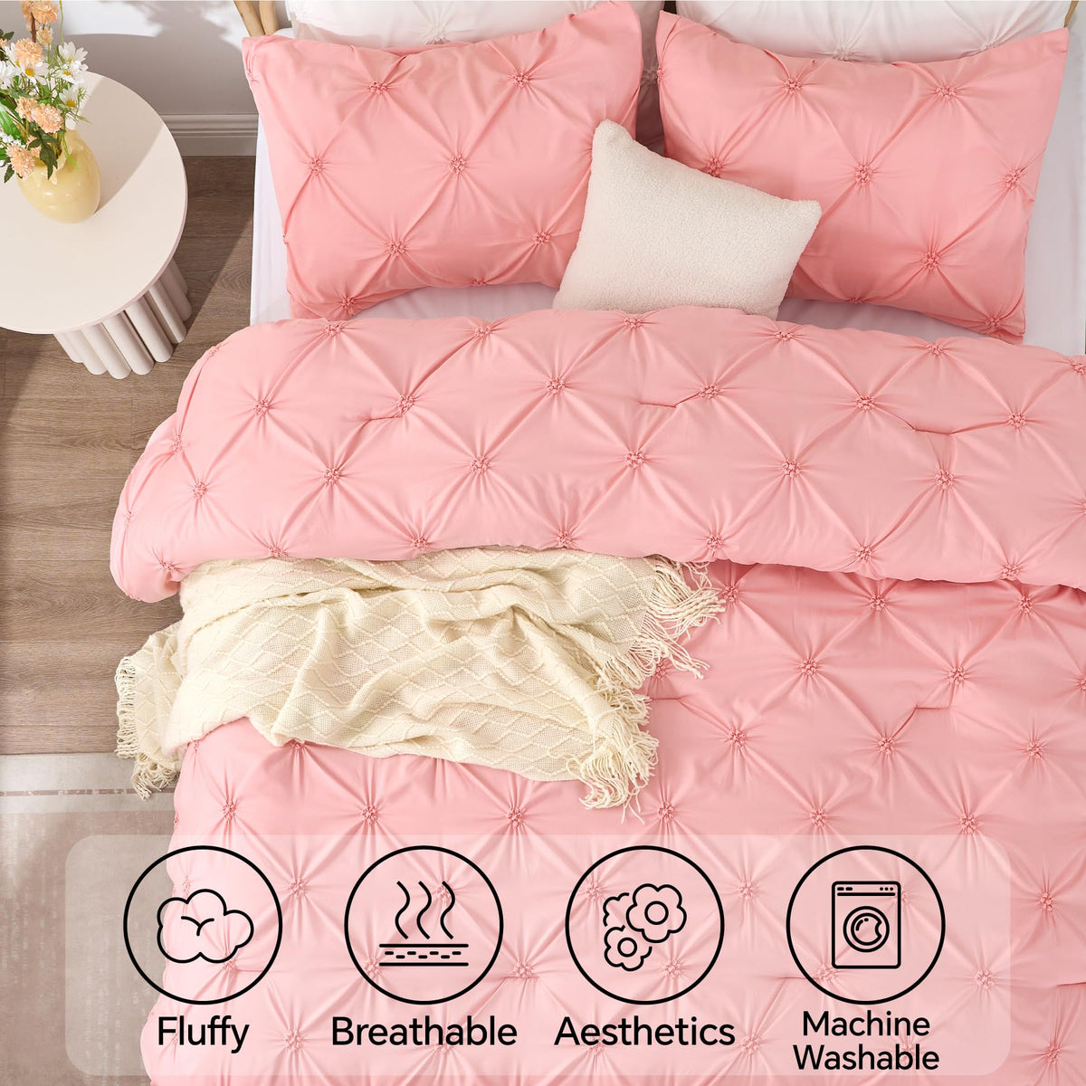 Boho Pintuck Comforter Set – 7-Piece Lightweight All-Season Bedding