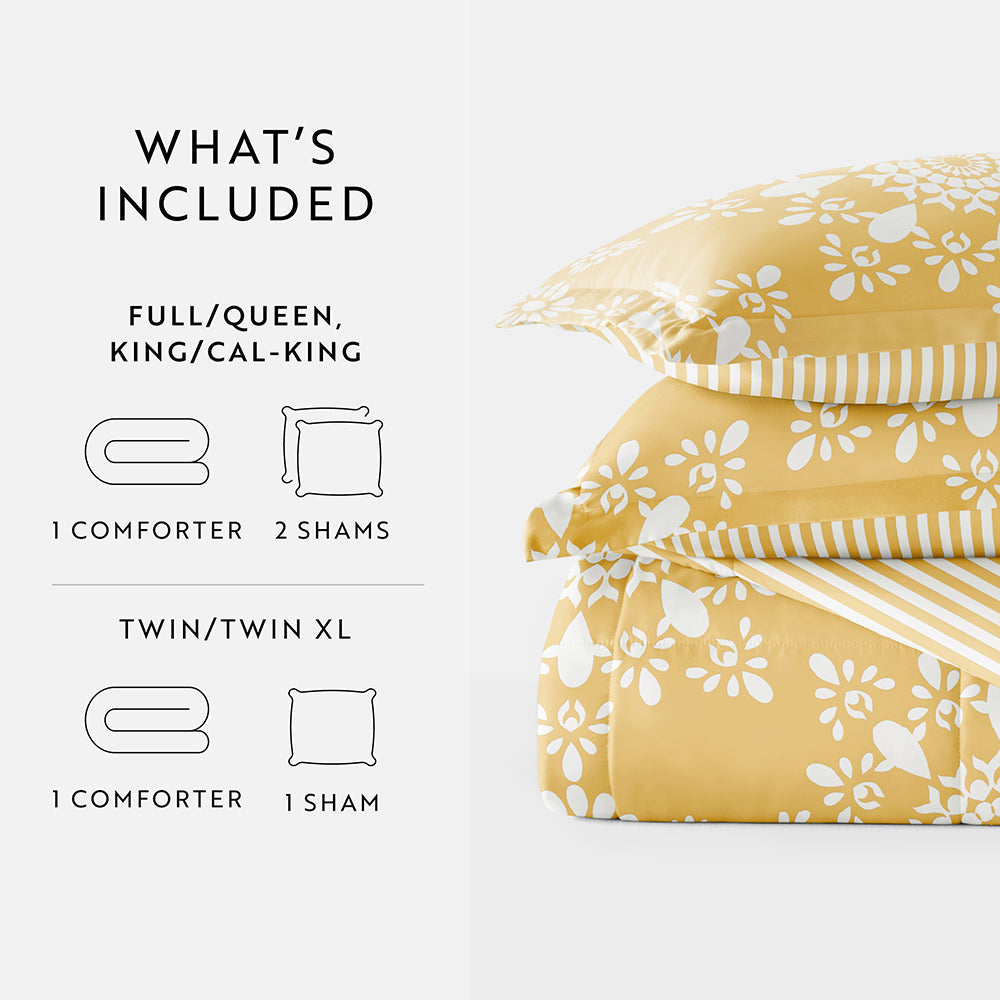 Daisy Medallion Reversible Down-Alternative Comforter Set