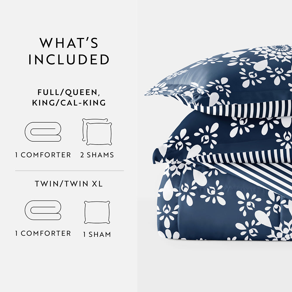 Daisy Medallion Reversible Down-Alternative Comforter Set
