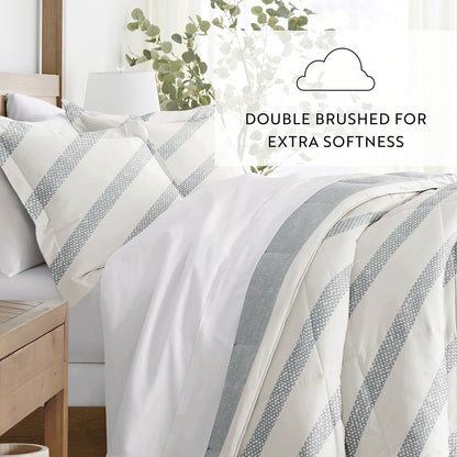 Distressed Stripe Reversible Down-Alternative Comforter Set