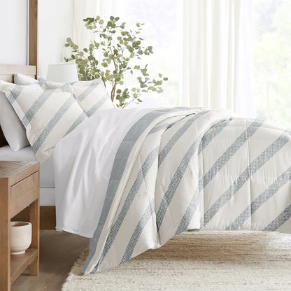 Distressed Stripe Reversible Down-Alternative Comforter Set