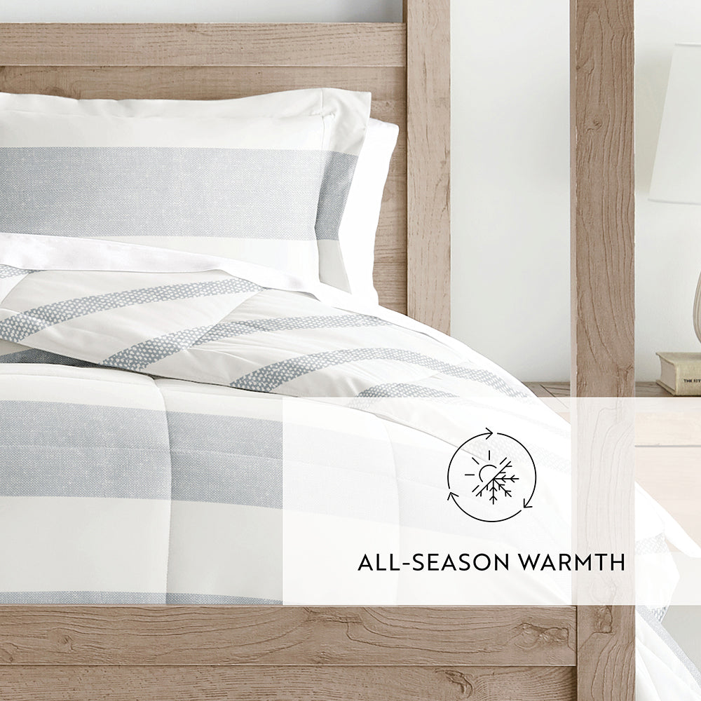 Distressed Stripe Reversible Down-Alternative Comforter Set