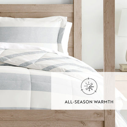 Distressed Stripe Reversible Down-Alternative Comforter Set