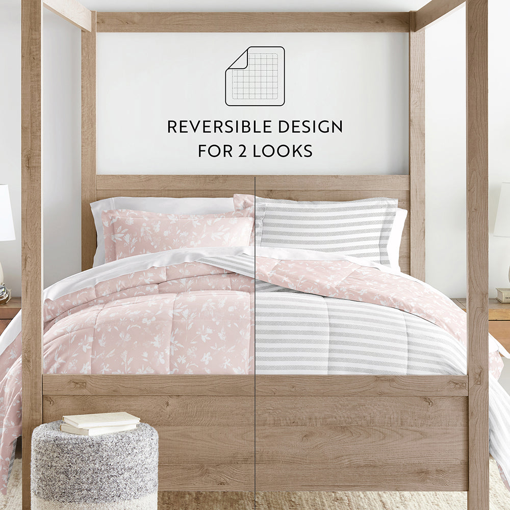 Pressed Flowers Reversible Down-Alternative Comforter Set