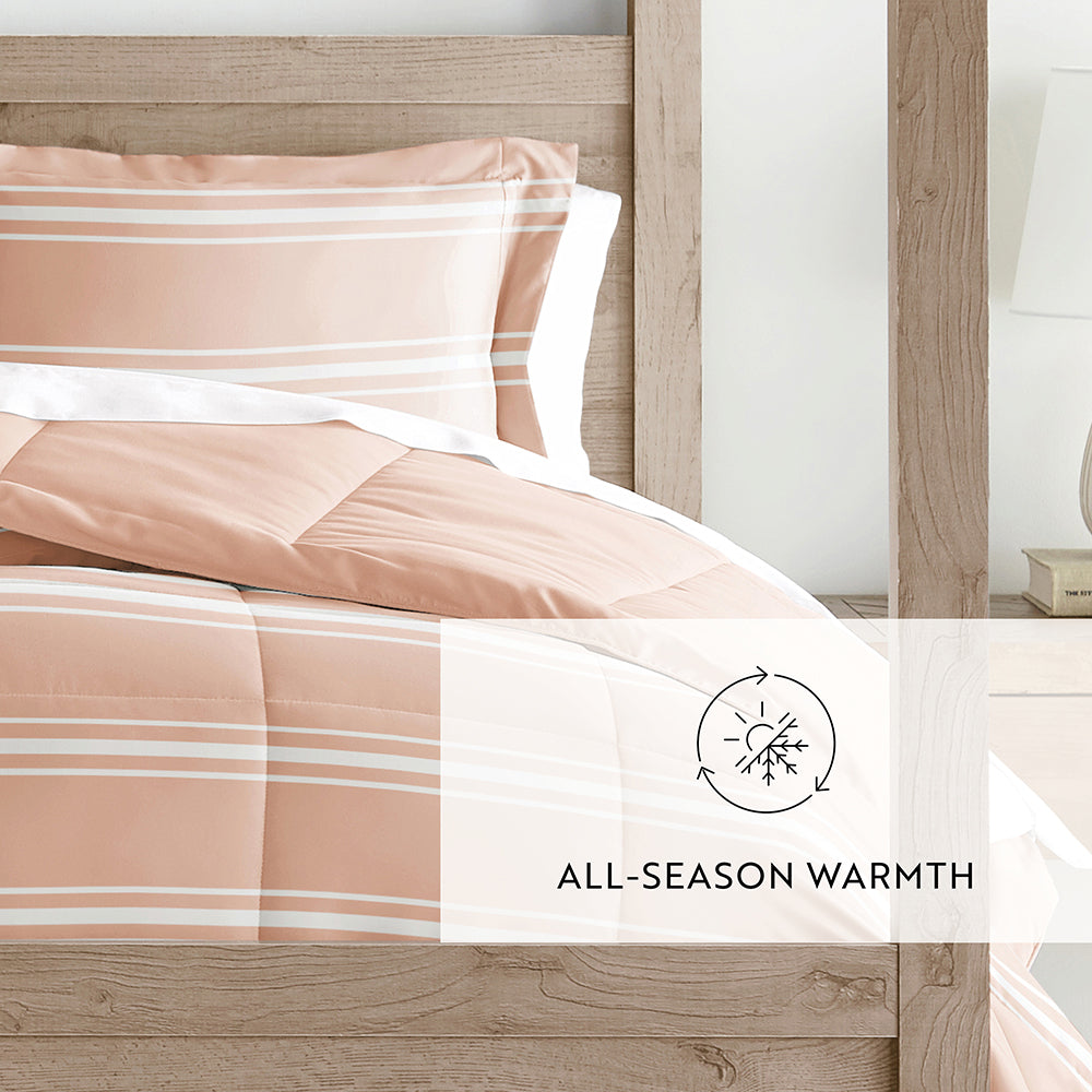 Soft Stripe Reversible Down-Alternative Comforter Set